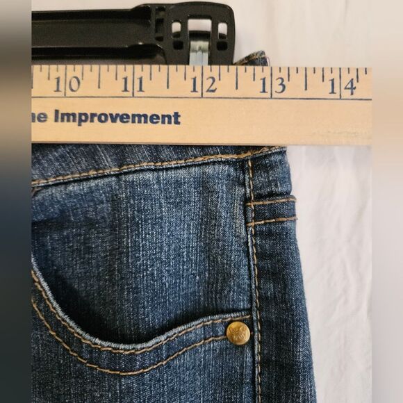 Route 66 Jeans Girl's Sz 12 (26x28) Low Rise Flare Dark Wash Floral Embroidered - Picture 8 of 10